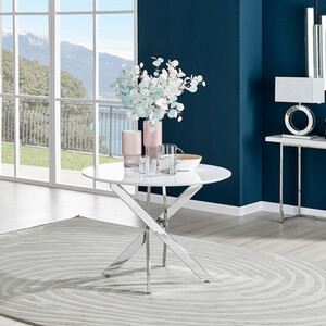 Novara 100cm White High Gloss Table Chrome Legs