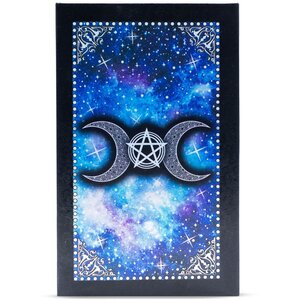 Blue Foil Moon Face Tarot Card Set with Guidebook Gift Box