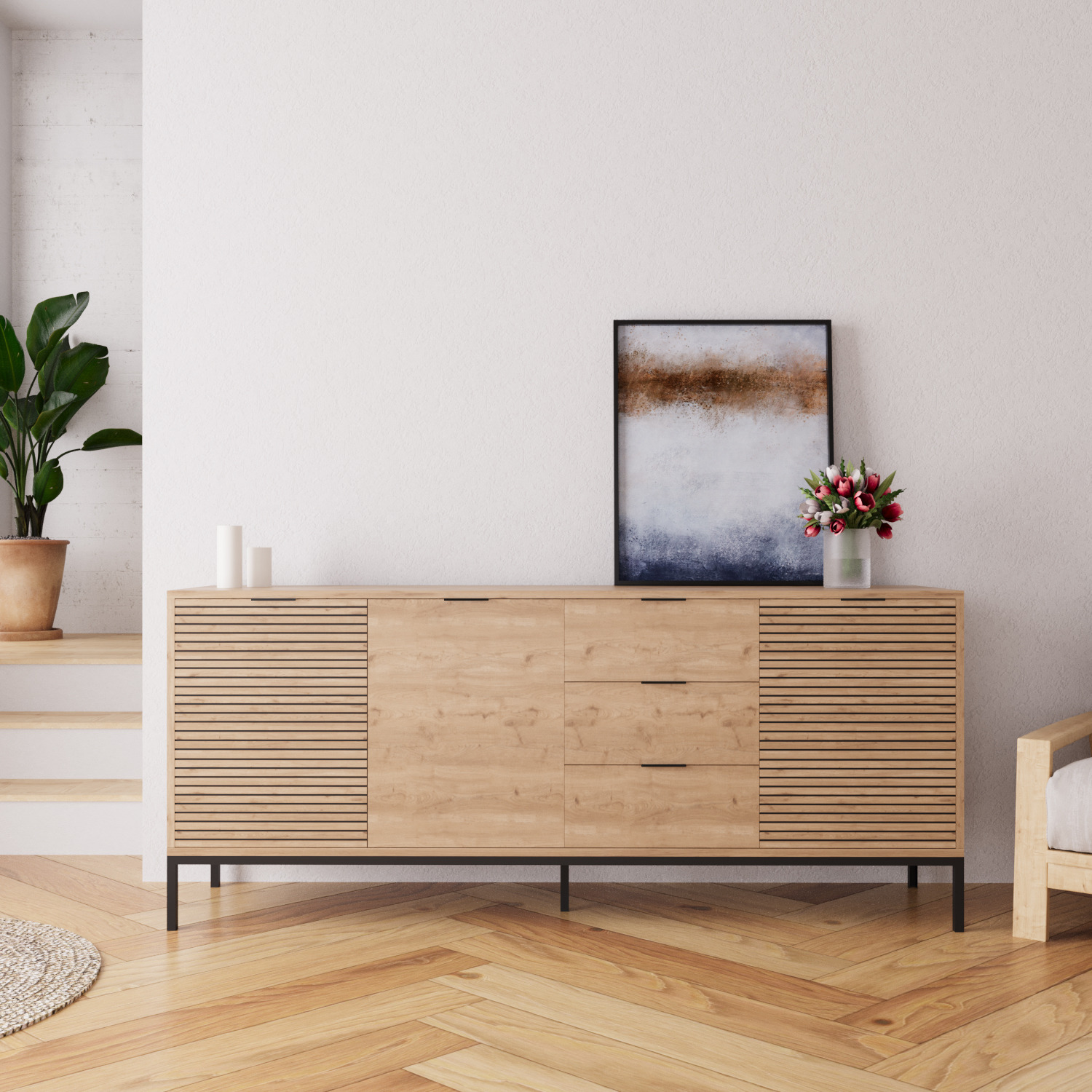 Alya Wide Sideboard - Oak
