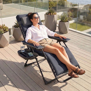 Outsunny Zero Gravity Chairs Set of 2 with Cup Holder, Headrest