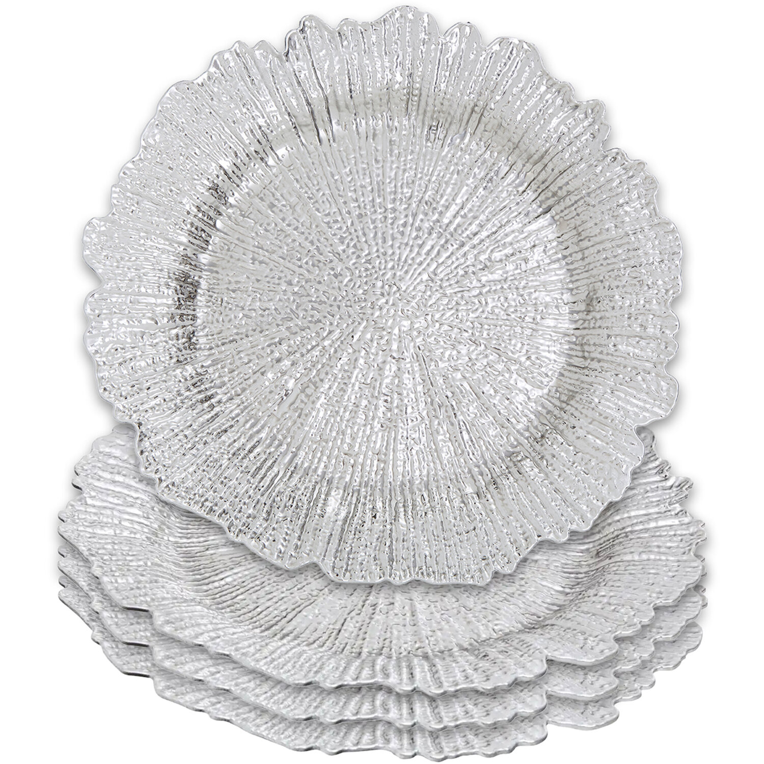Dia Silver Finish Reef Charger Plate - Silver
