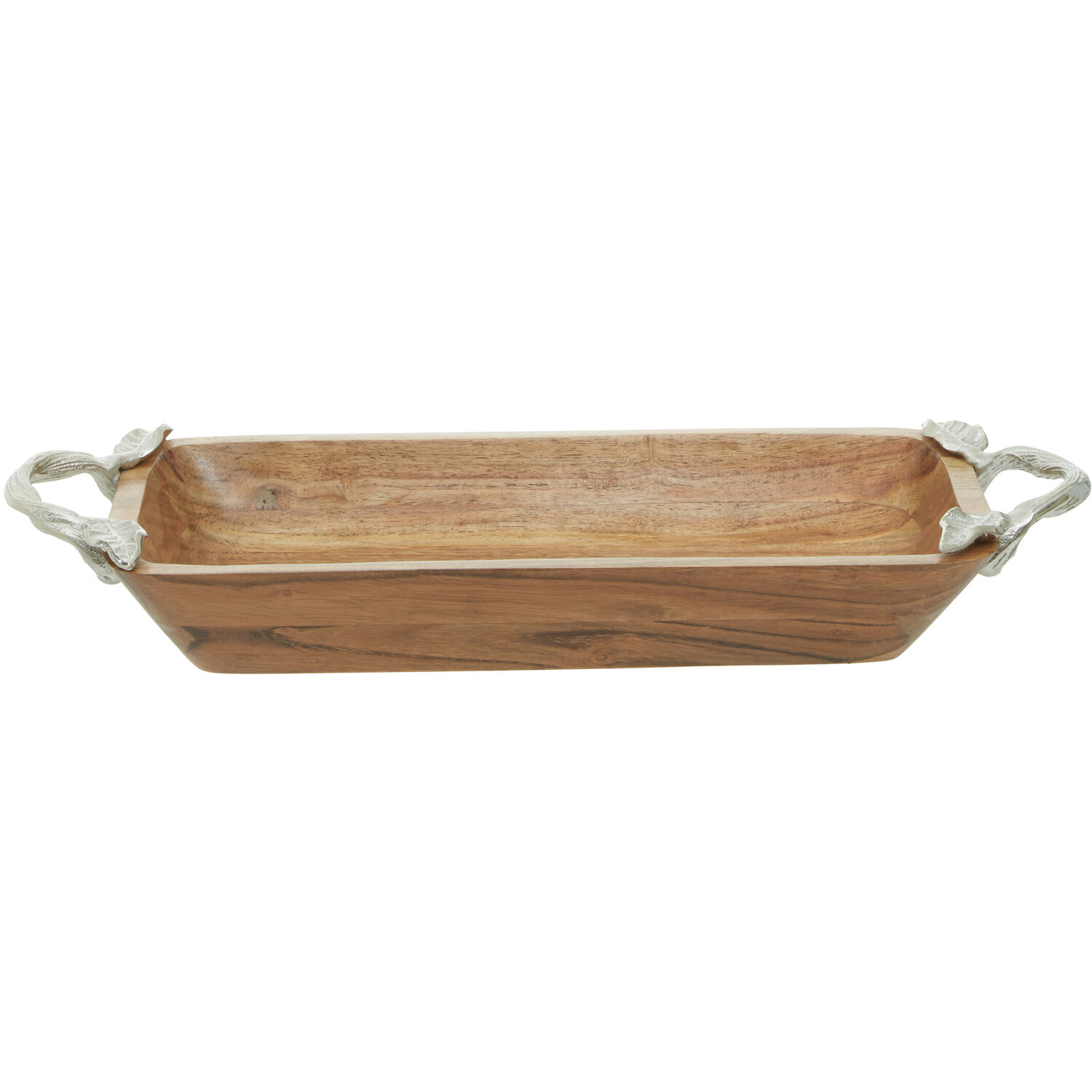 Vine Acacia Wood  Rectangular Bowl - Brown