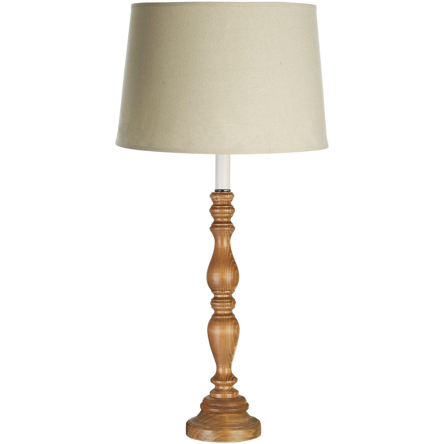 Emely Candle Table Lamp with Wooden Round Base - Natural