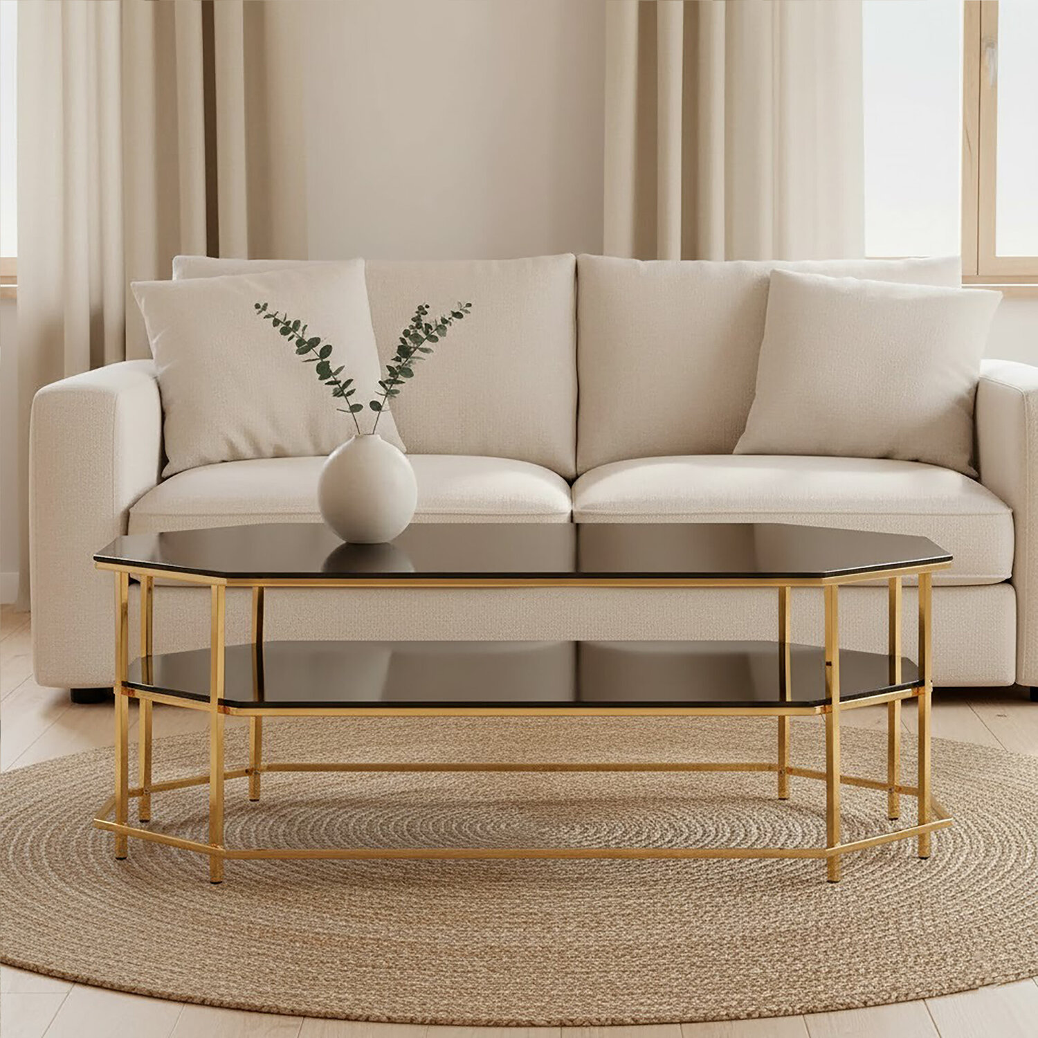 Arezzo Black Tempered Glass Coffee Table - Black