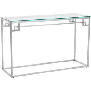 Allure Tempered Glass Silver Finish Console Table