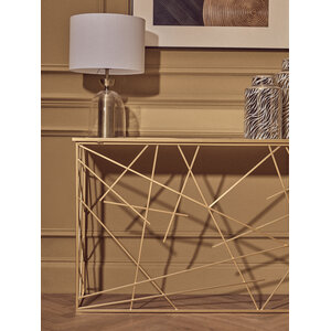 Farran Gold Finish Console Table With Mirror Top