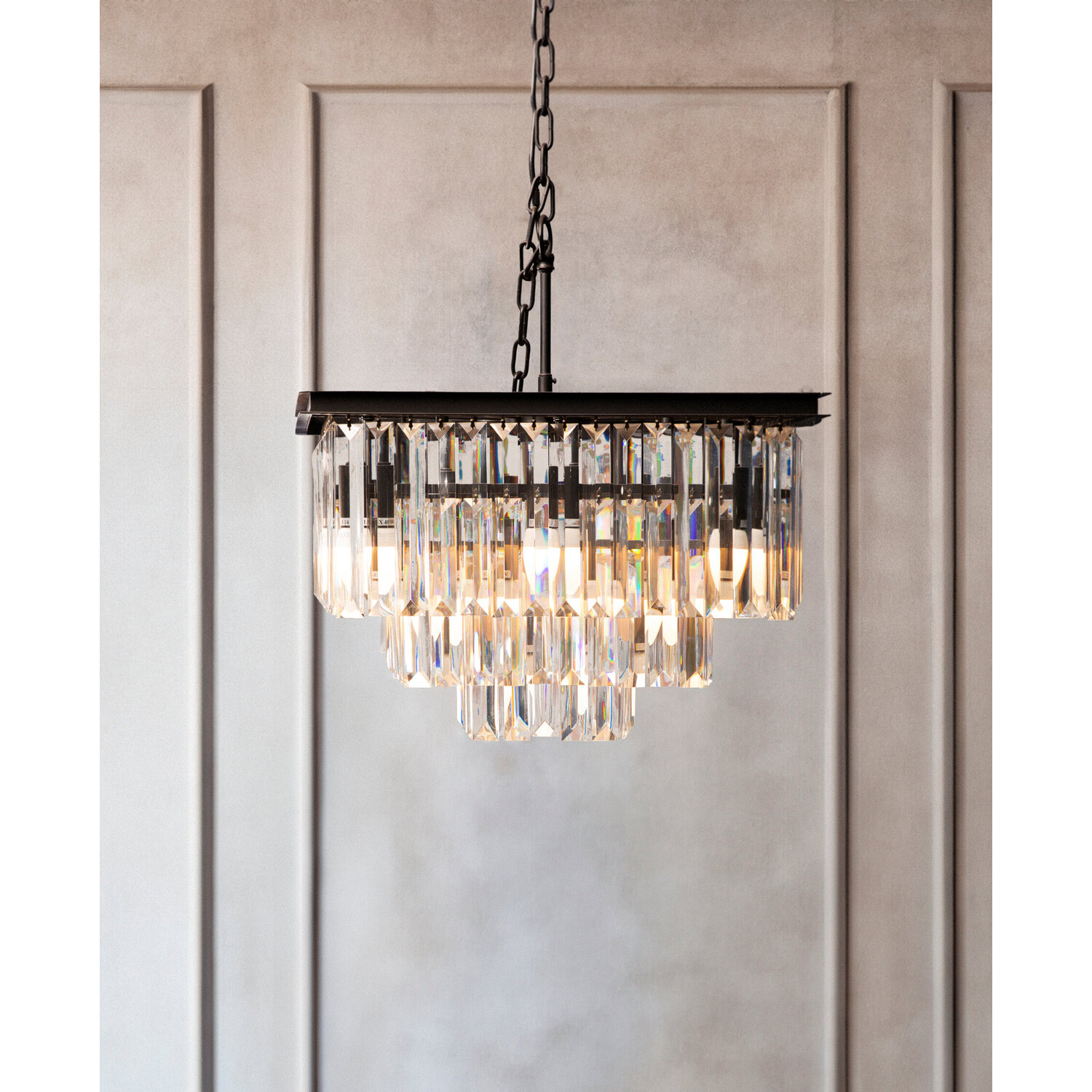 Kensington Townhouse Multi Crystal Pendant Light - Black