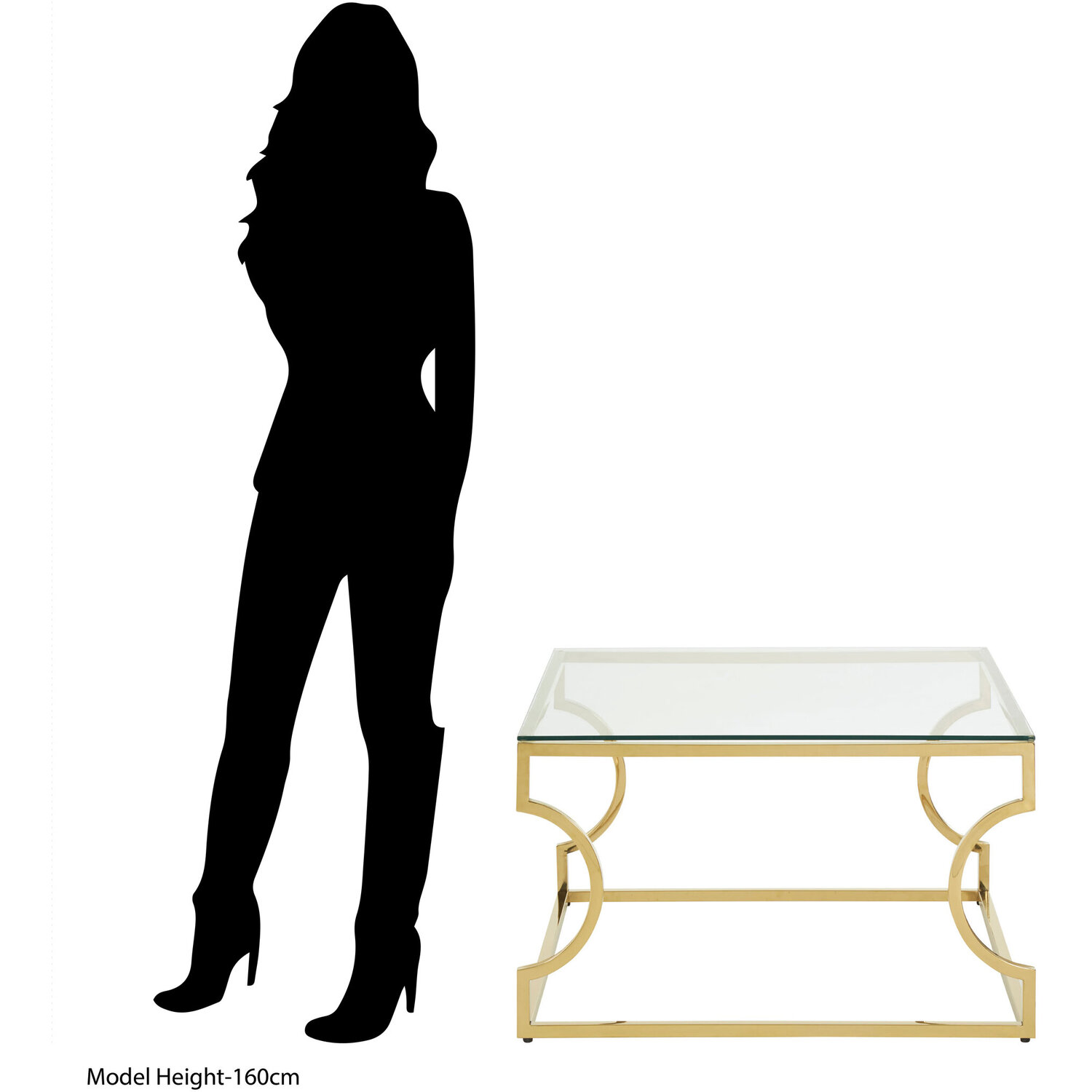 Allure Tempered Glass Curved Frame Coffee Table - Gold