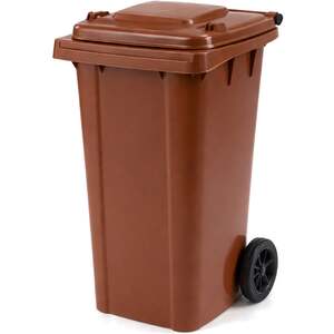 240L Wheelie Bin for Household Outdoor Garden Waste with Rubber Wheels - Brown