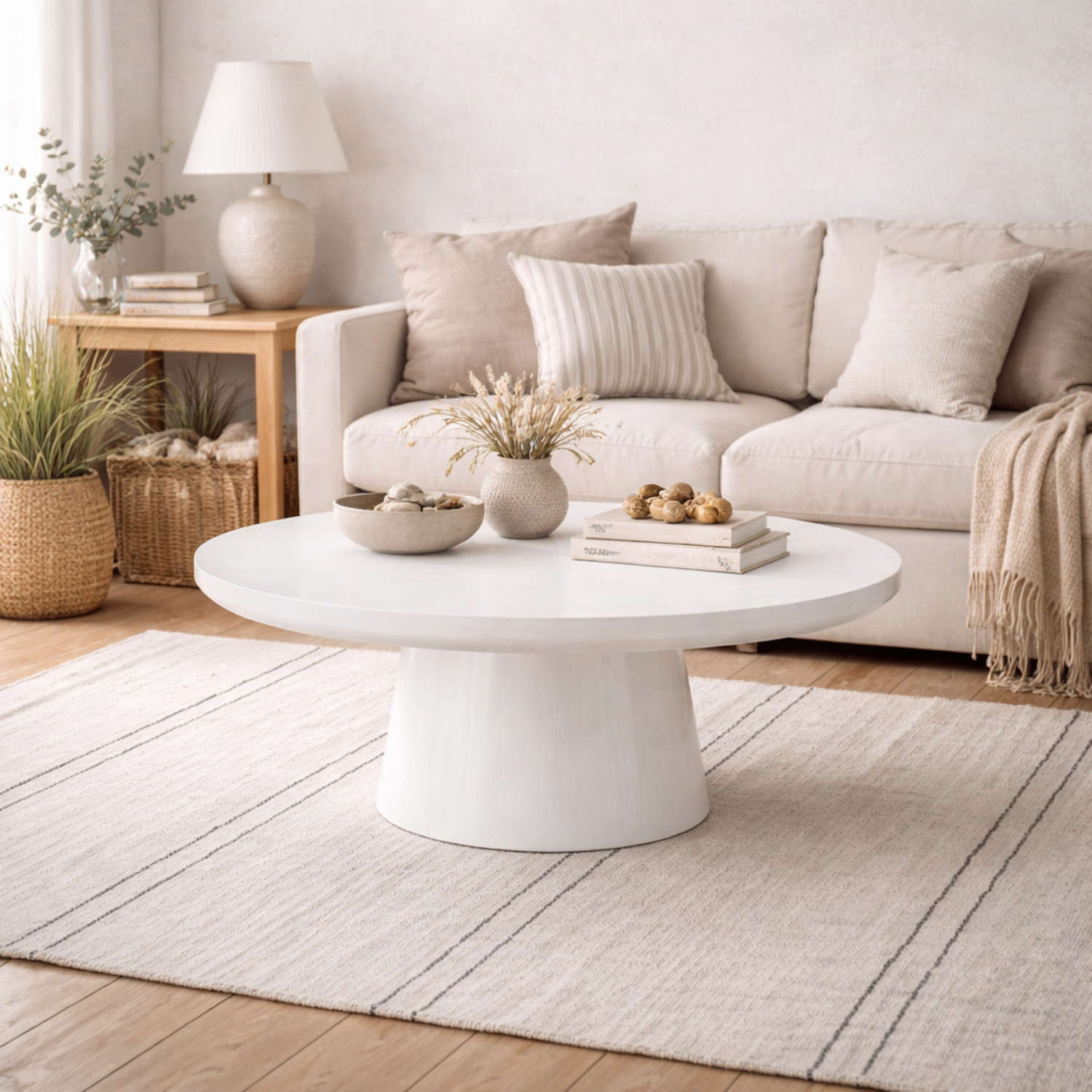 Khali Round Coffee Table Veneer - White