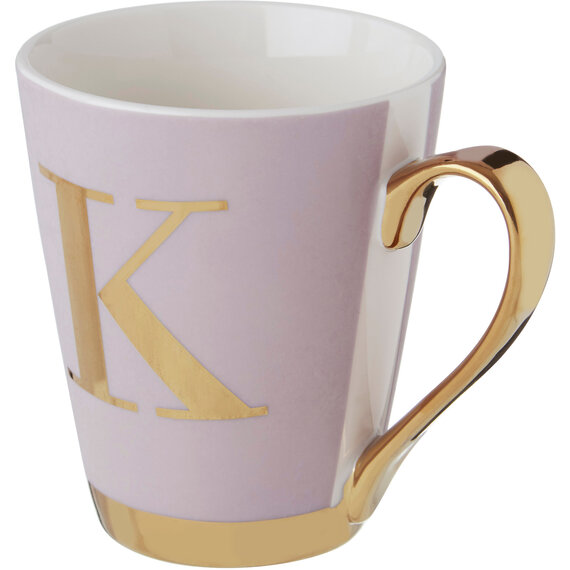 Mimo Pastel Pink Frosted Deco K Letter Monogram Mug