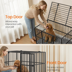 Heavy Duty Foldable Dog Crate with Wheels