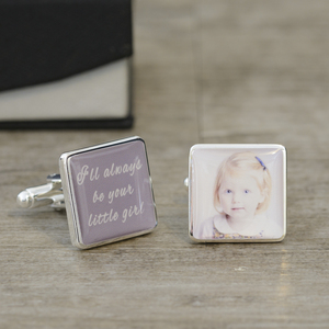 Personalised I'll always be your little girl Photo Upload Cufflinks - Silver Finish
