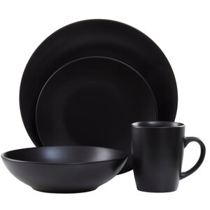 Elmira 16 Piece Black Stoneware Dinner Set
