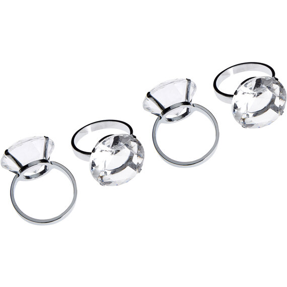 Set Of Four Clear Diamante Napkin Rings