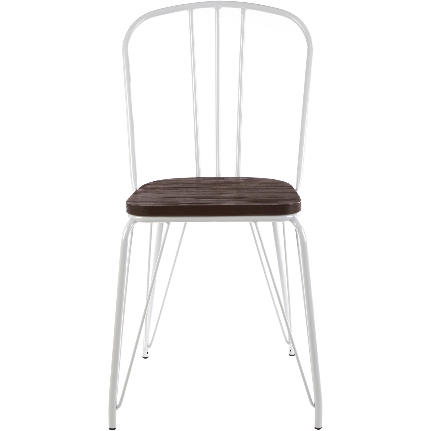 District White Metal Frame with Elm Wood Dining Chair - White