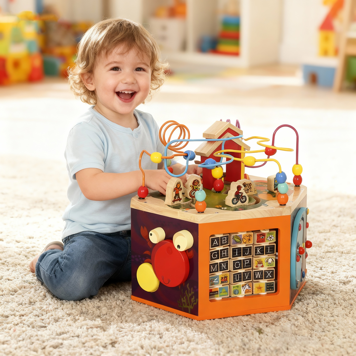 Aiyaplay Wooden Activity Cube 8 In 1 For Toddlers 18M+ - Multicoloured
