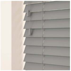 Light Grey / 185 50mm Slat Real Wood Venetian Blind With Strings 120cm Drop shot 14607024