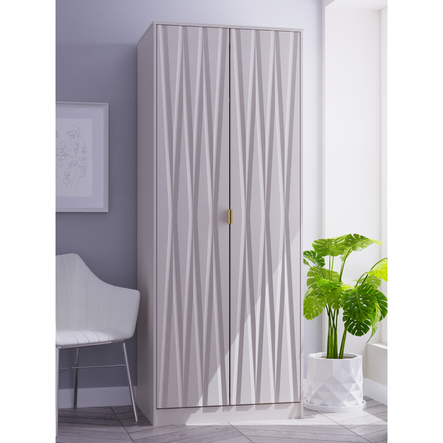 Diamond Ready Assembledtall Plain Wardrobe - Kashmir Matt