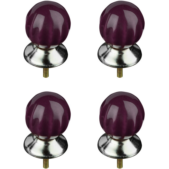 Set of 4 Retro Style Purple Drawer Knobs
