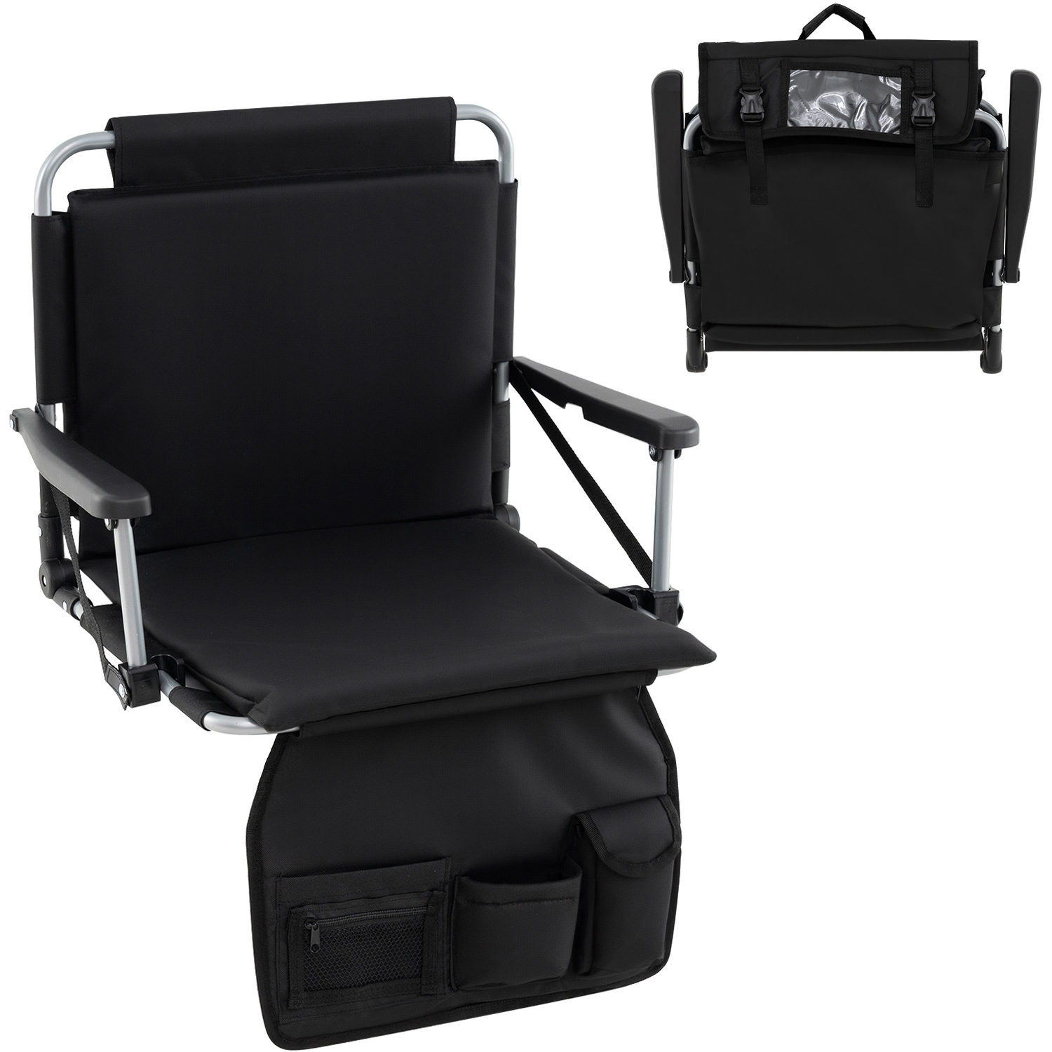 Costway Foldable Padded Bleacher Stadium Seat - Black