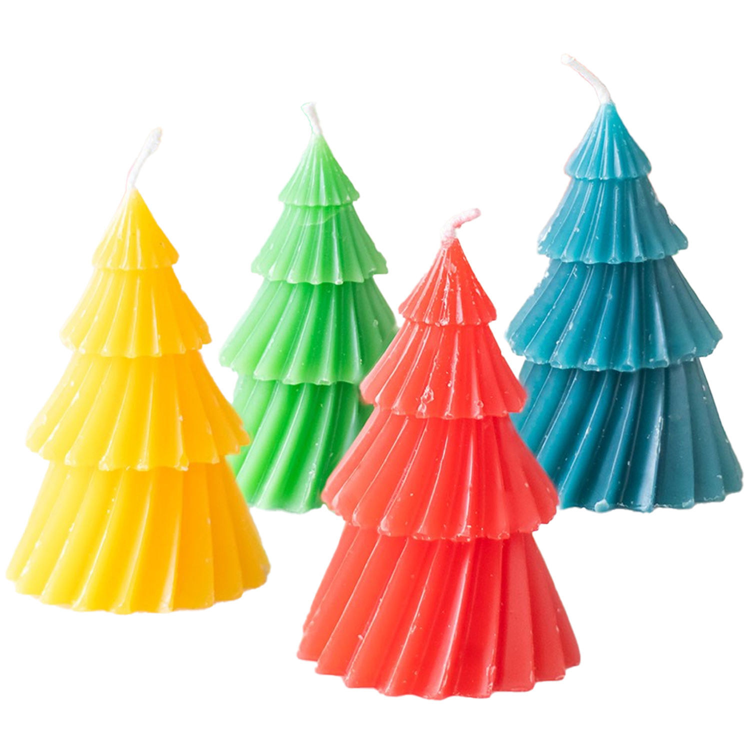 Something Different Christmas Tree Candles (Pack Of 4) - Yellow/Red/Blue/Green