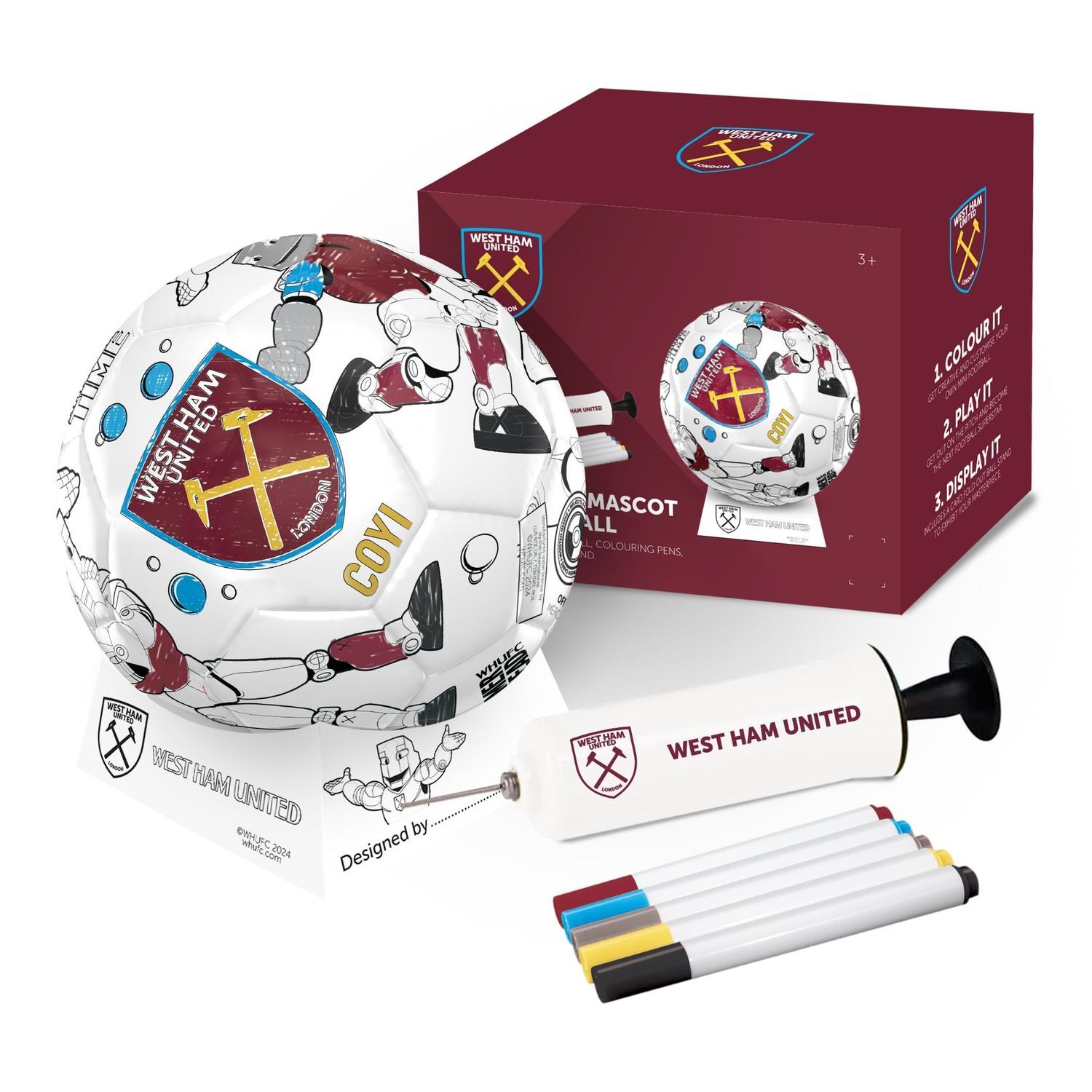 West Ham United Fc Colour In Mini Football Set - Multicoloured