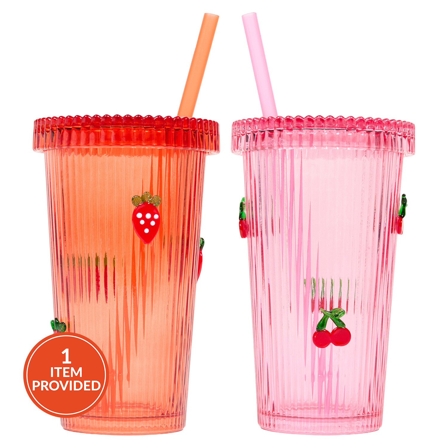 Glass Drinking Jar with Fruit Decal