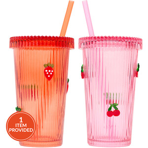 Glass Drinking Jar with Fruit Decal