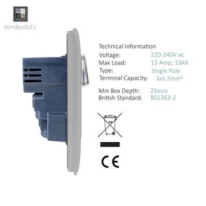 Trendi 1 Gang 13 Amp 2x2.1mA USB Switched Plug Socket