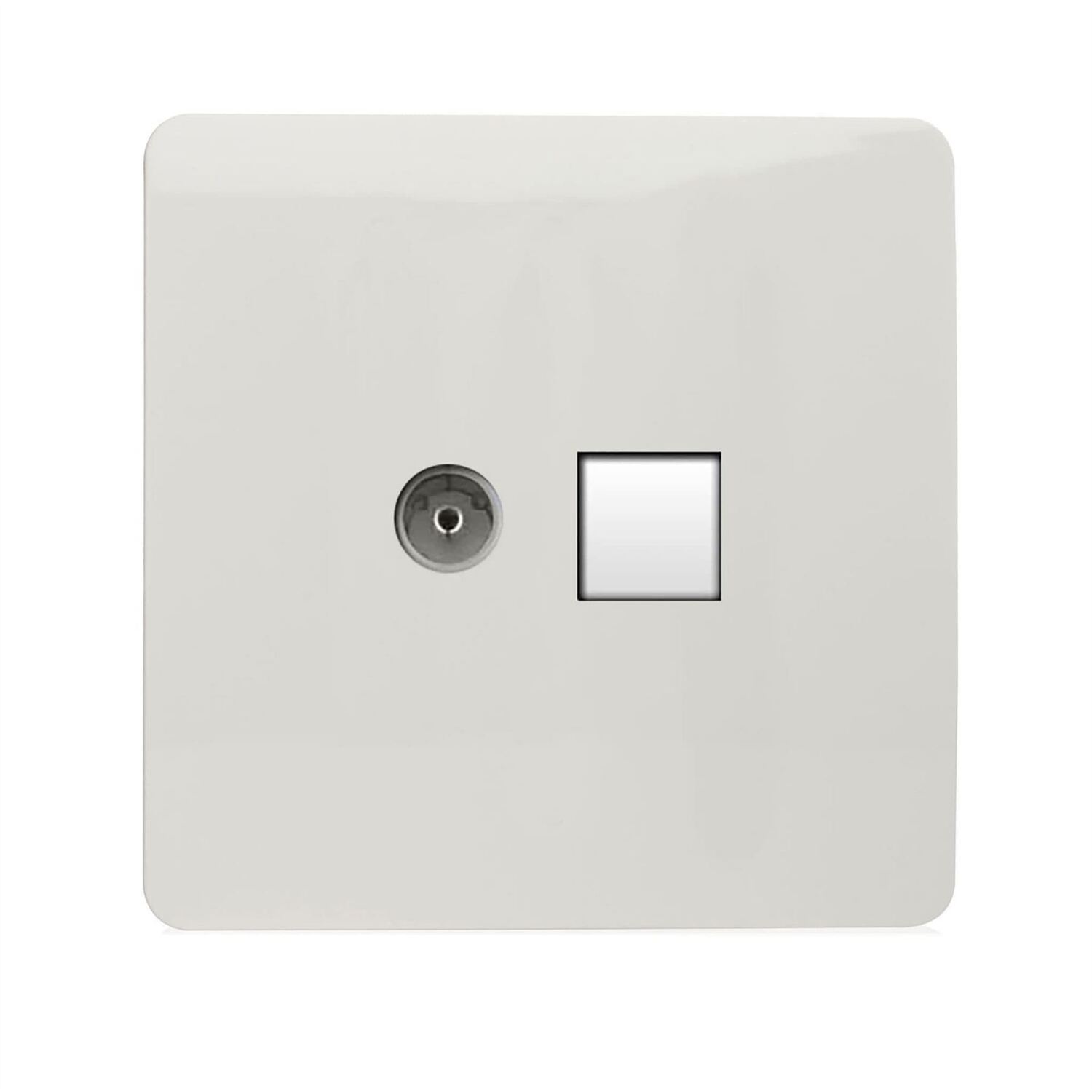 Trendi Switch Ice White 2 Gang Tv Co-Axial & Rj45 Cat 6 Ethernet Sockets In - Art-Tv+Pc6wh - Image 2