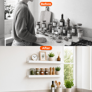 Floating Wall Shelf 60cm Set of 2 With Raided Front Edge White