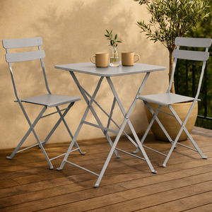 Garden Bistro Set 1x Table 2x Chairs Foldable Light Stylish Design Patio Fresco
