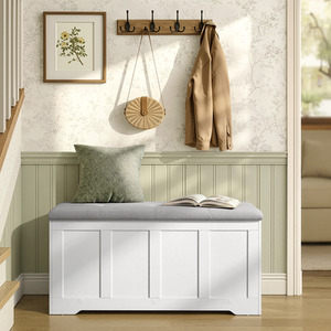 VASAGLE Storage Bench with Lid Safe Hinges Multi Room Use