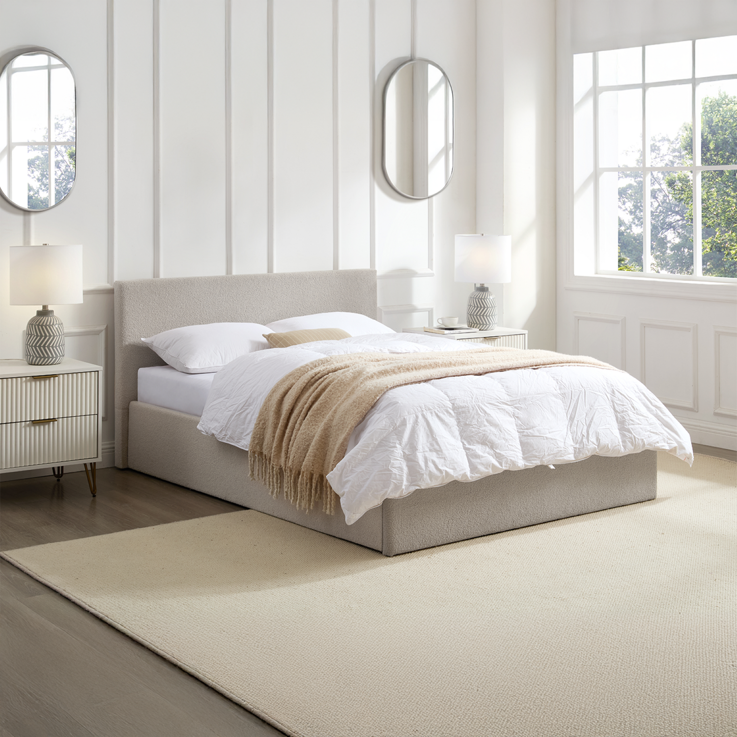 3FT Single Storage Bed Gas Lift Up Cream Beige Fabric Frame TEDDY BOUCLE - Image 6