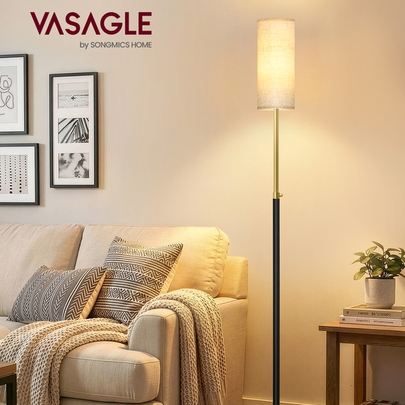 VASAGLE LED Floor Lamp, Standing Lamp with Fabric Shade, 25 x 25 x 148 cm