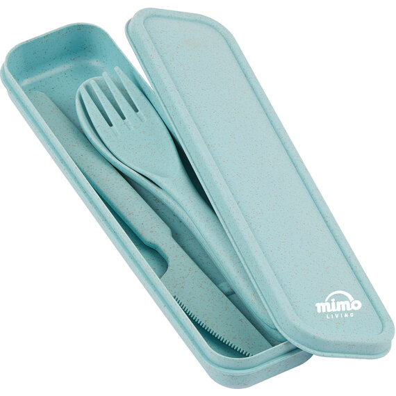 Mimo 3 Piece Mint Wheat Straw Travel Cutlery Set