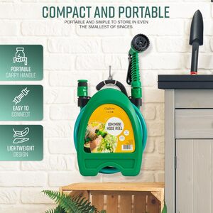 Globrite 10m Mini Hose Reel Garden Hose Pipe with 7 Pattern Spray Gun