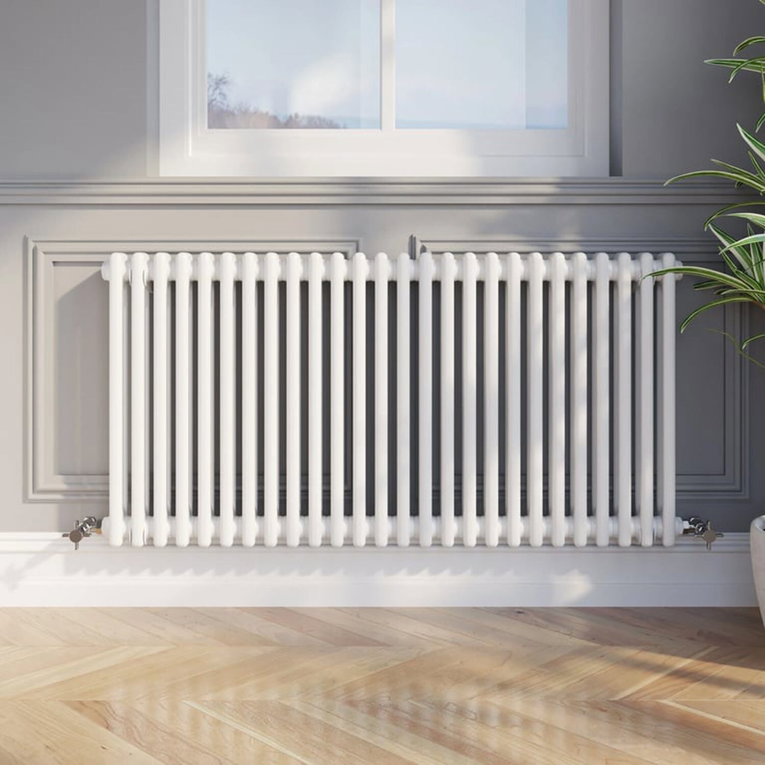 Temprazo Traditional Colosseum Double Bar Column Radiator White 300 X 605Mm - White / 1190Mm / 600Mm / 70Mm