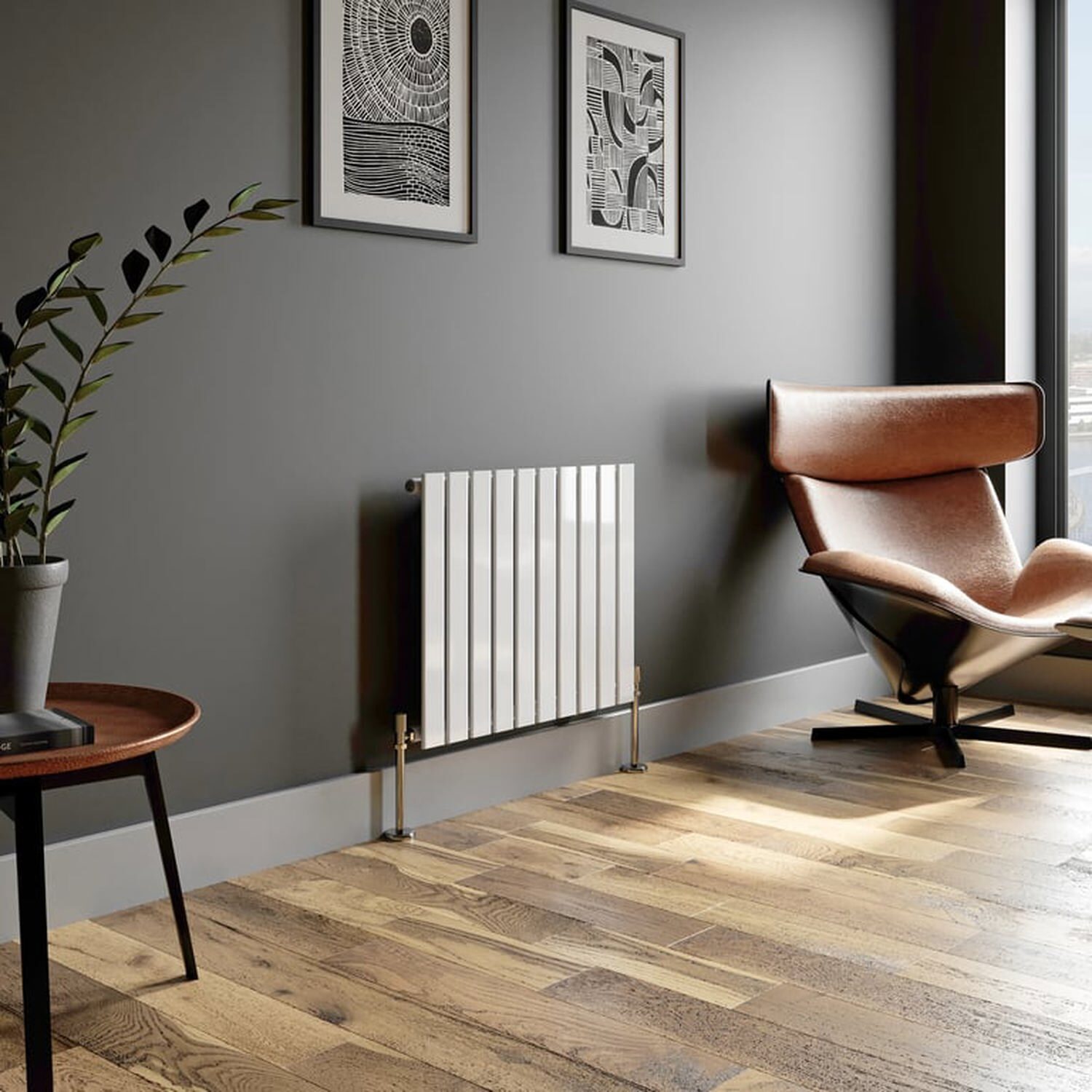 Temprazo Horizontal Single Flat Panel Designer Radiator - 600 X 605Mm White - White / 600Mm / 760Mm / 52Mm