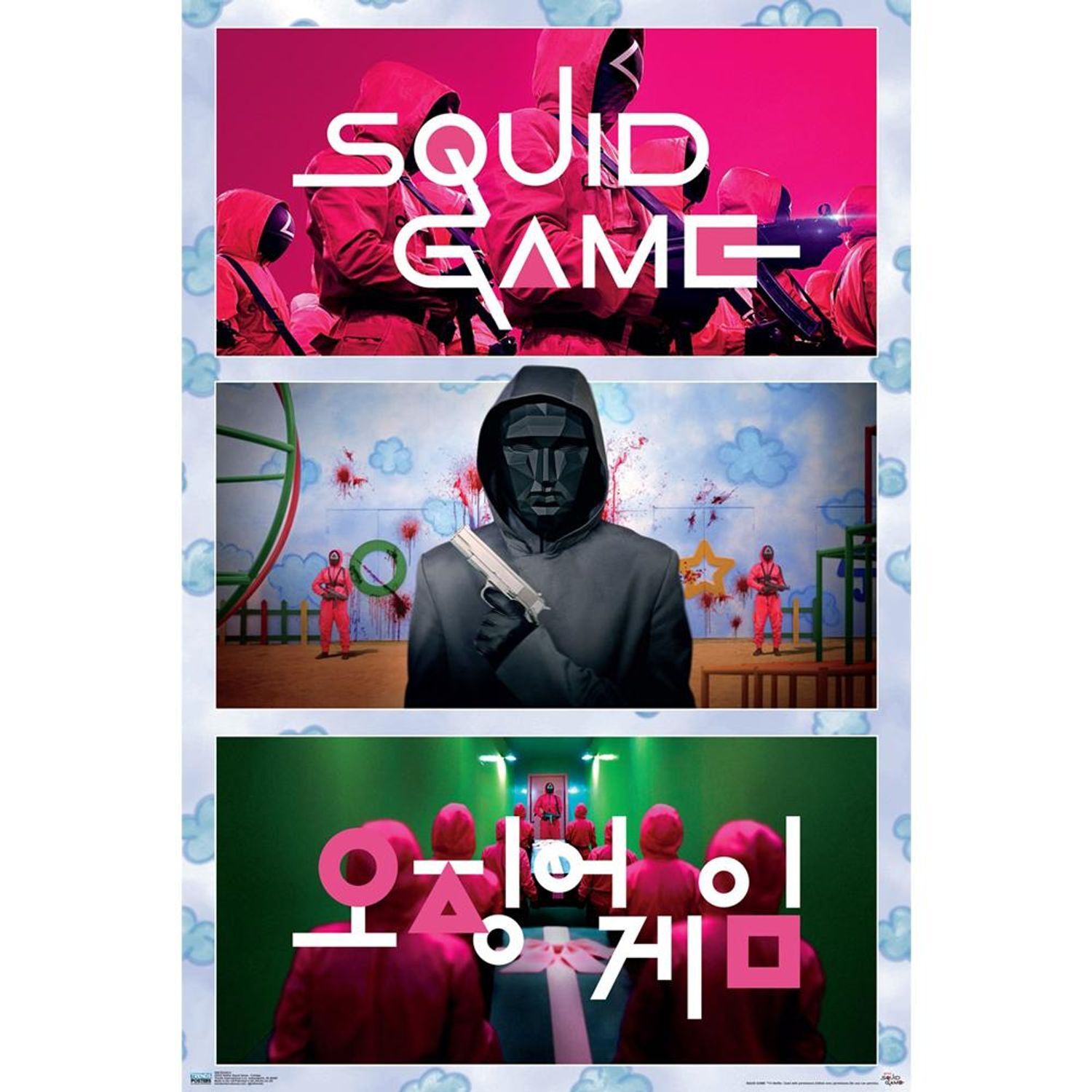 Squid Game Collage Poster - Pink/Blue/Green