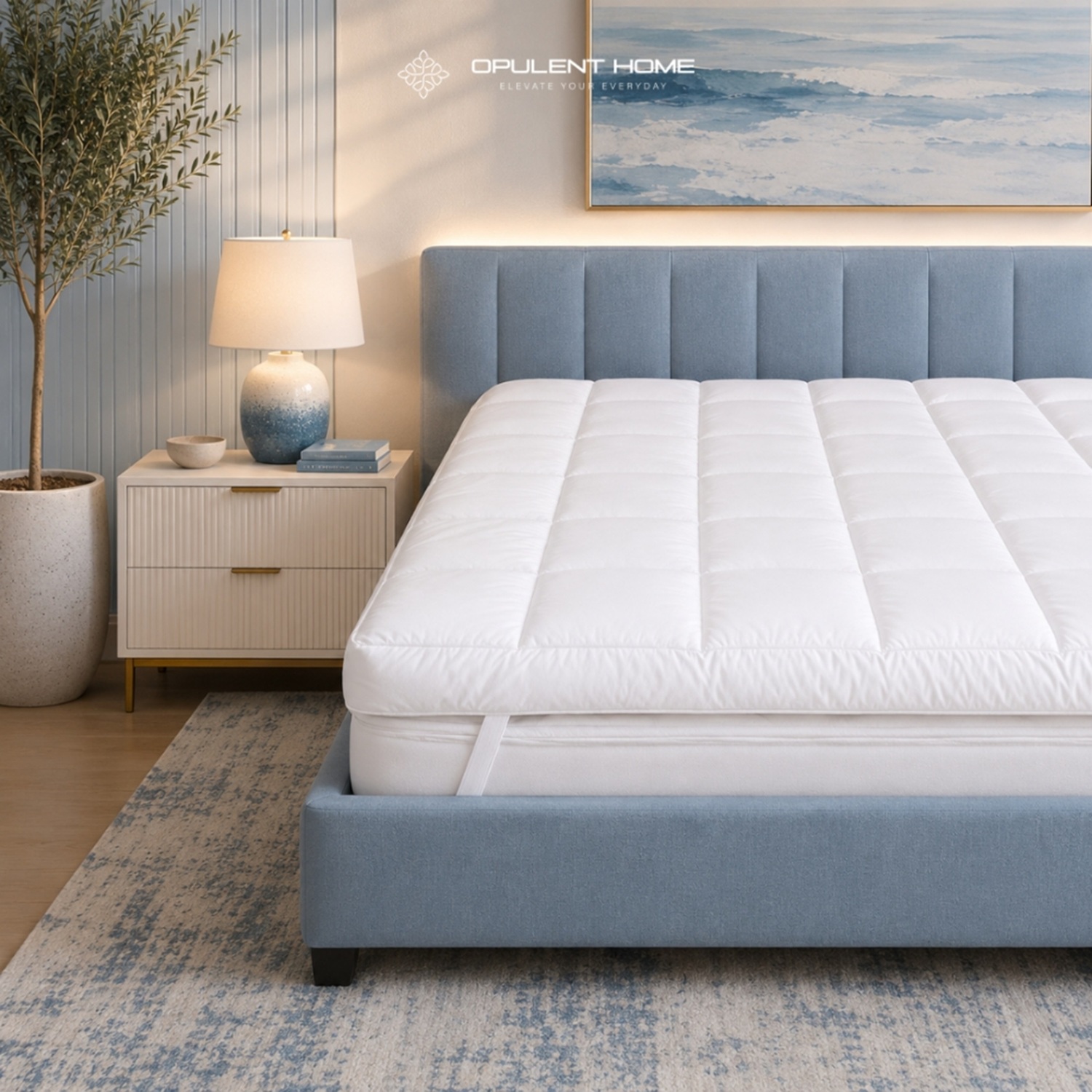 Duck Feather & Down Mattress Topper with T240 Cotton Cover - White / Superking