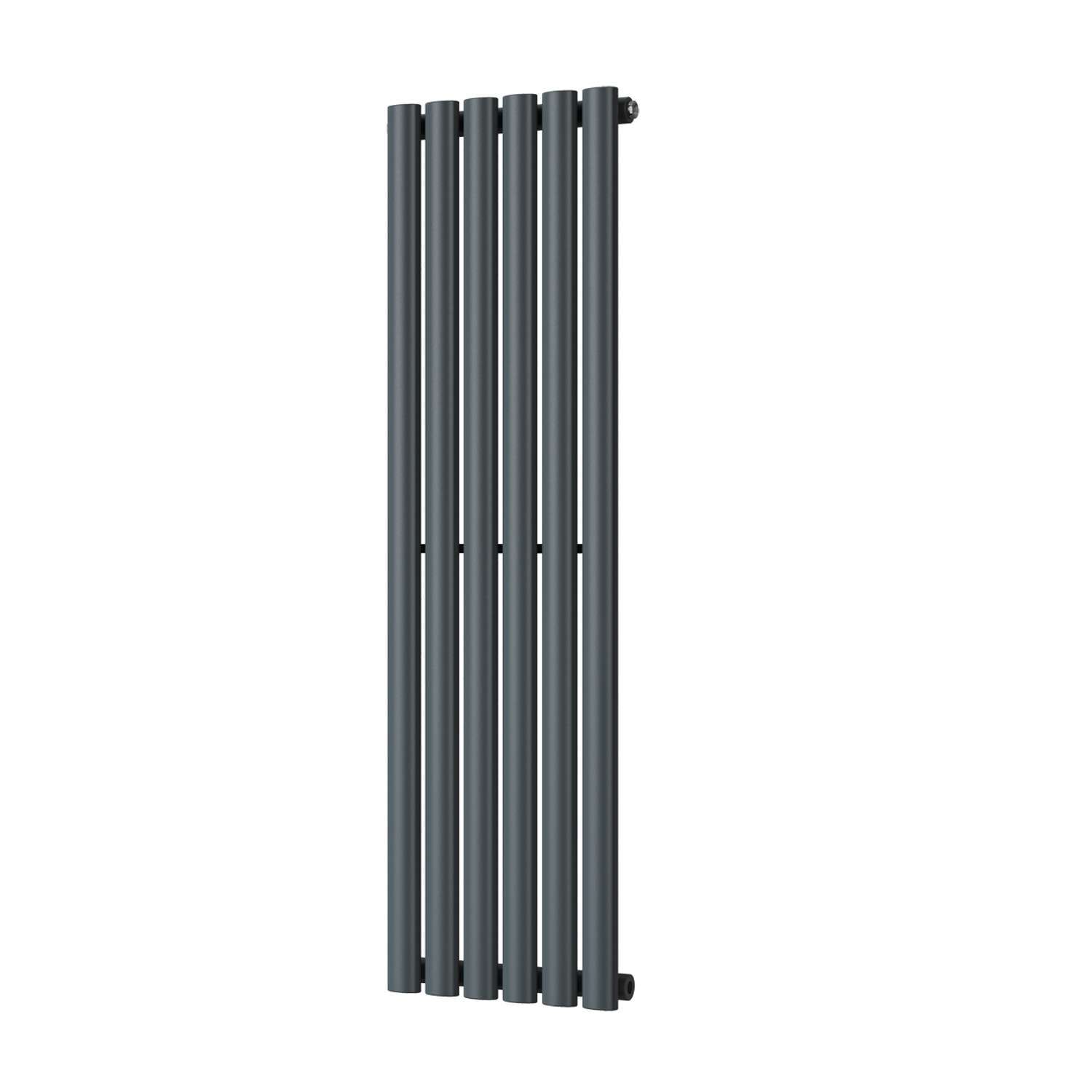 Uk Radiators Omeara - Anthracite Vertical Radiator Single Panel - Feet Included - Anthracite / 1200Mm / 348Mm