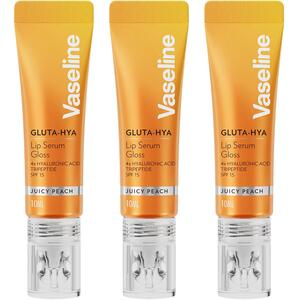 Vaseline Gluta-Hya Lip Serum Gloss Juicy Peach Hydrating Moisture Care 10ml, 3 Pack
