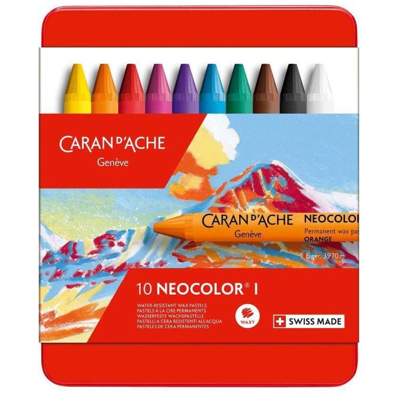 Caran D'ache Neocolor I 10 Water-Resistant Wax Pastels - Assorted Colours - Assorted Colours
