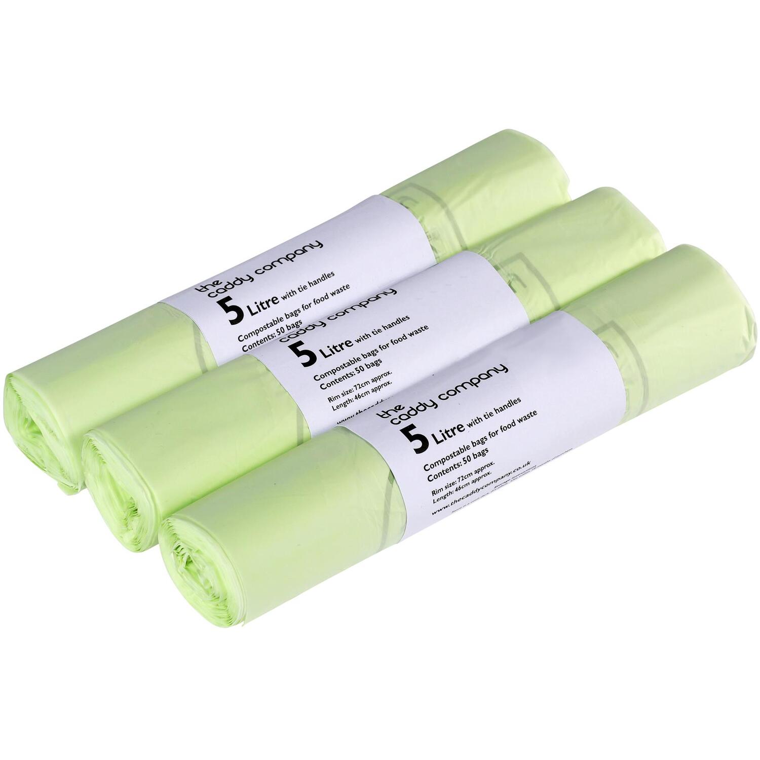 The Caddy Company 5L Compostable Bags - Green - Tie Handle - 3 Rolls - Image 4