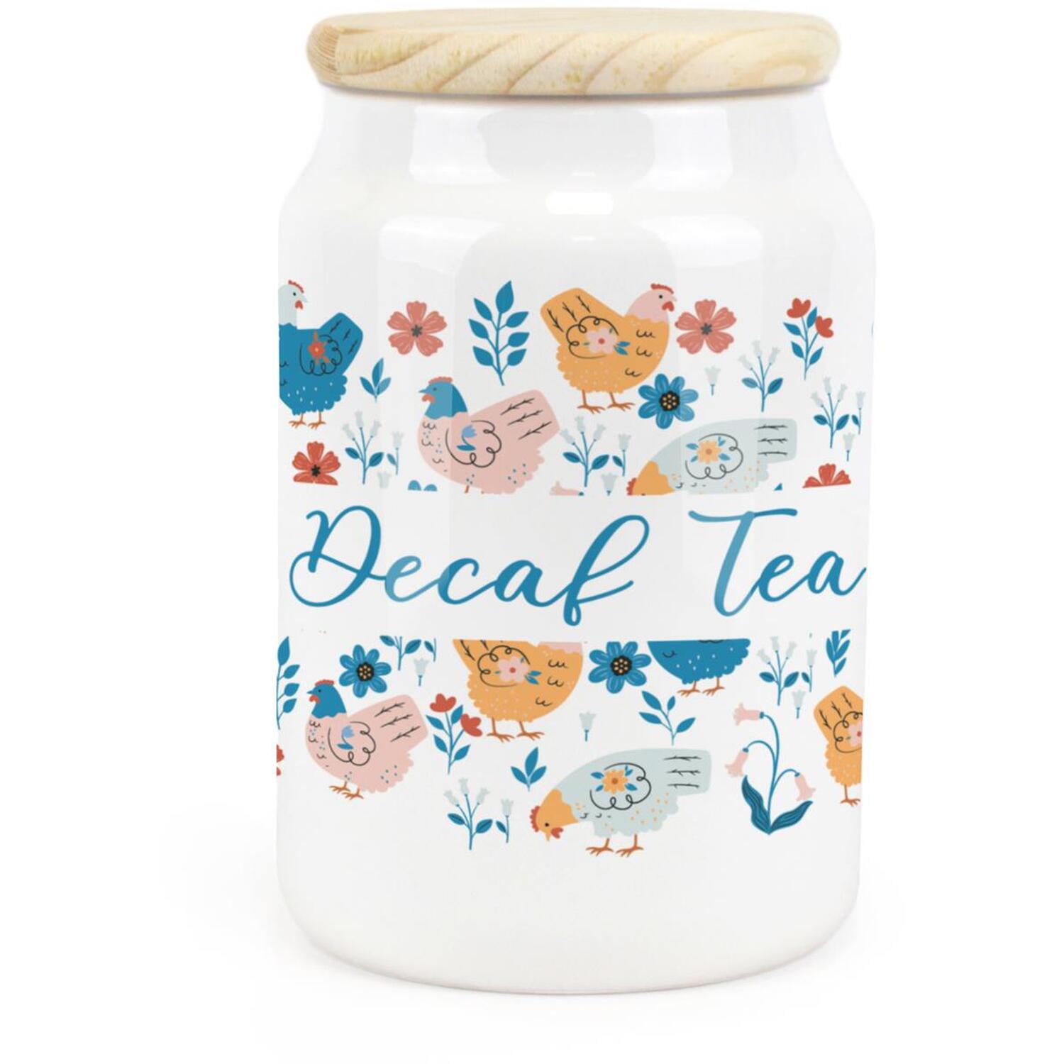 Purely Home Botanical Chickens Ceramic Decaf Tea Storage Canister - Blue