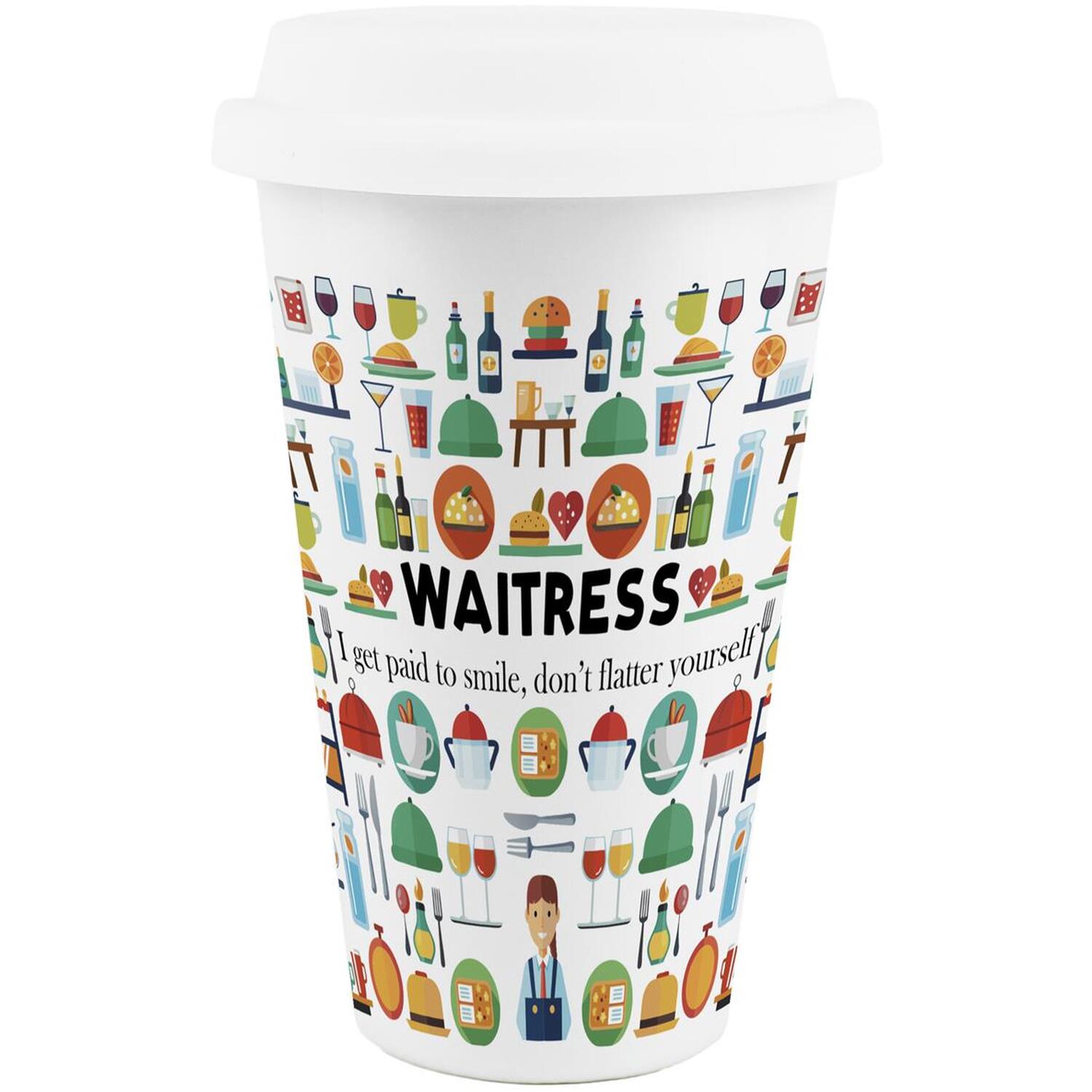 Image of Novelty Waitress Ceramic Travel Mug -&hellip;