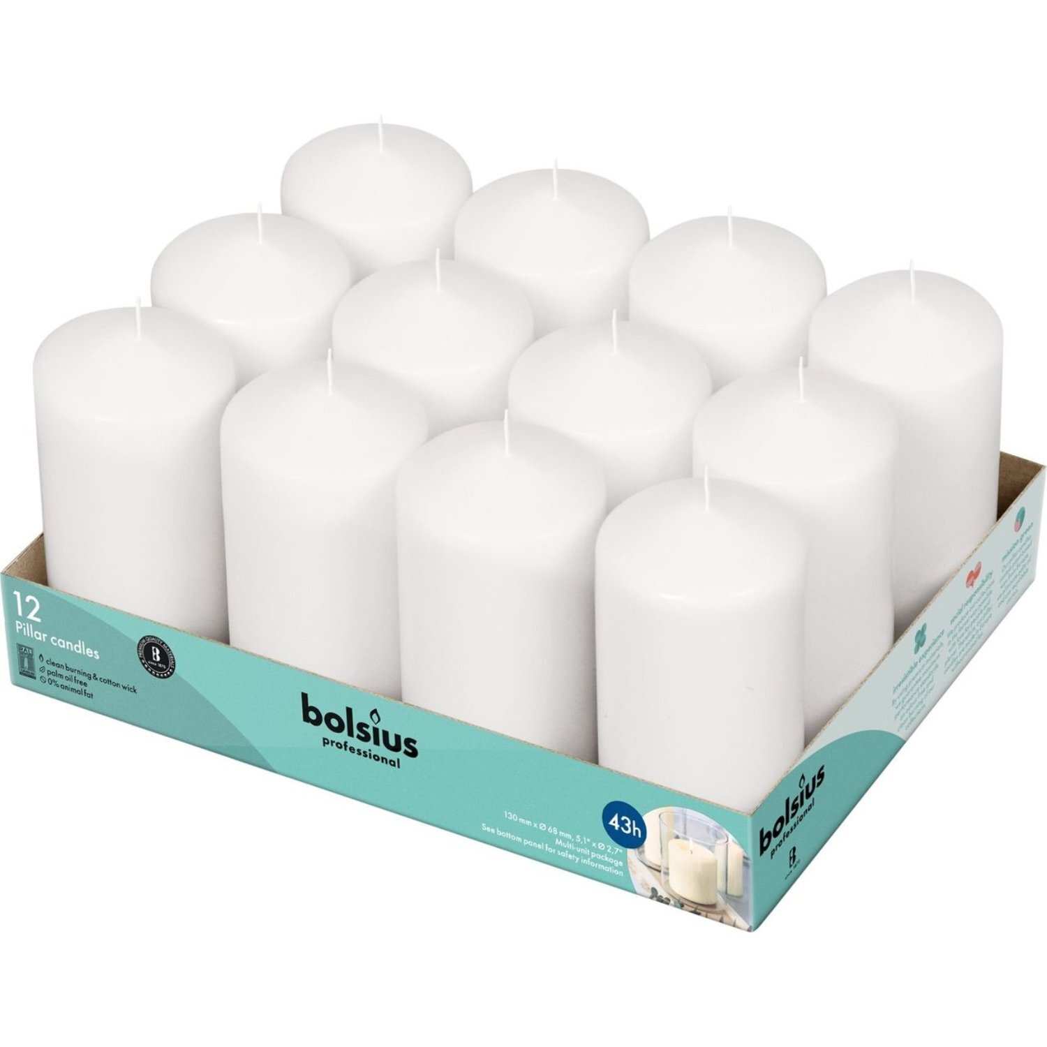 Kdmd Unisex White Bolsius Professional Pillar Candles - 128 68Mm Size 12 - Image 2