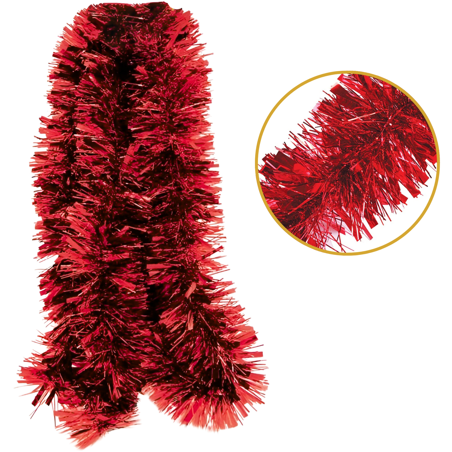 2m Christmas Chunky Tinsel - Red - Image 3